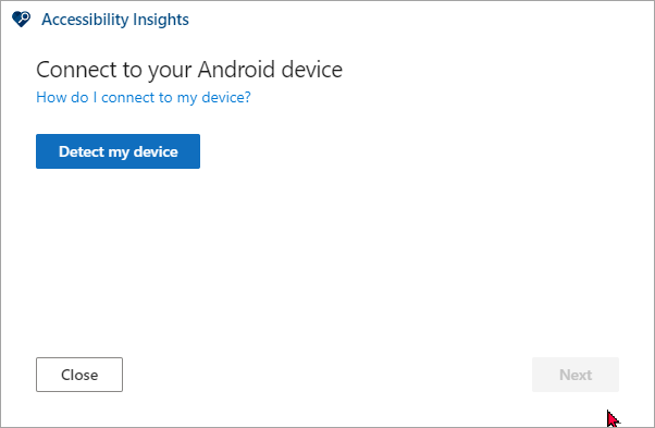 Screen shows a "Detect my device" button